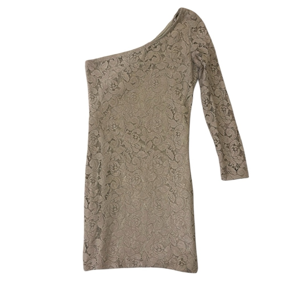 Zara One Shoulder Bodycon Mini Dress Sz S - Nude/Cream